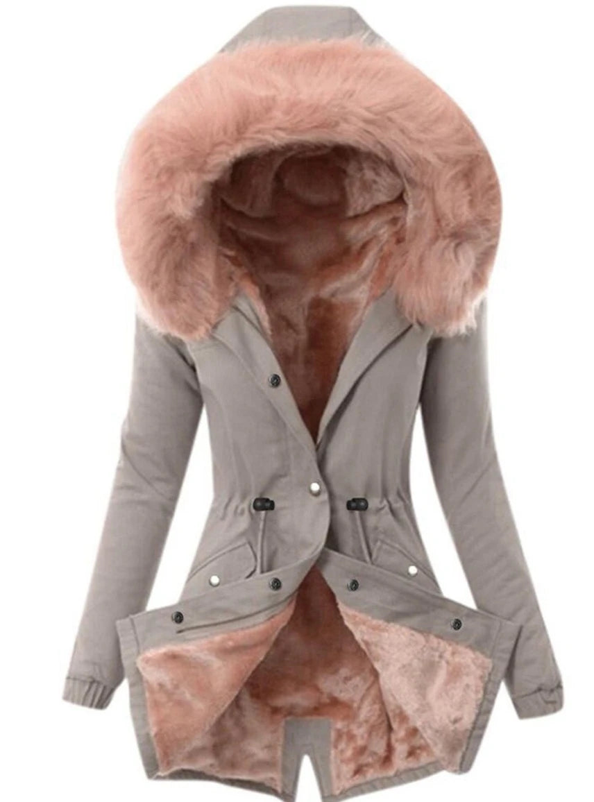 Plush Collar Cotton Coat