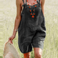 Women's Solid Color Printed Casual Suspender Shorts