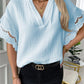 Women's Lace Trim V-Neck Short Sleeve Shirt