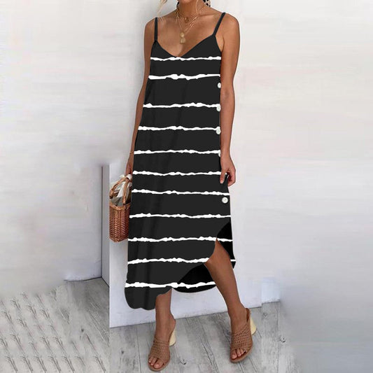 Striped Suspender Sleeveless Dress