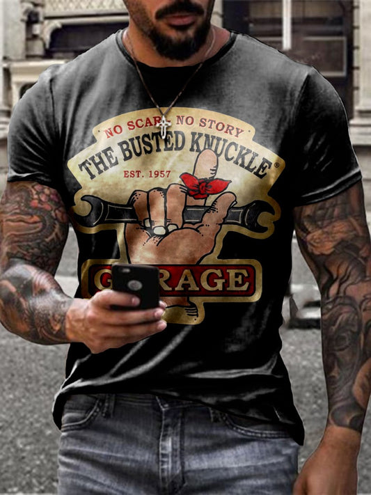 Retro service area car repair print T-shirt