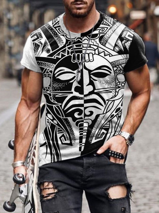 Vintage Print Casual Men's T-Shirt