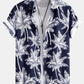 Palm Tree Print Button Up Shirt & Swim Short
