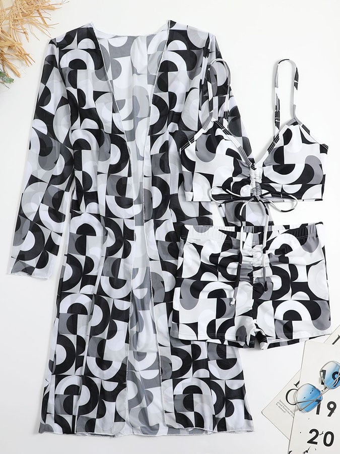 Fashion Sexy Printed Bikini Three Piece Set