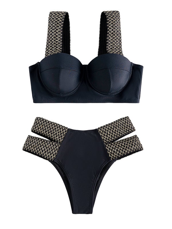 Fashion Split Two-Piece Steel Push-Up Swimsuit