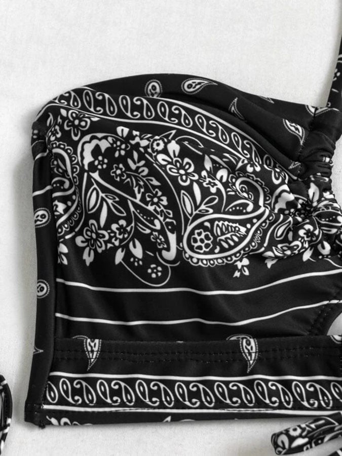 Vintage Bohemian sexy final printing system with split bikini