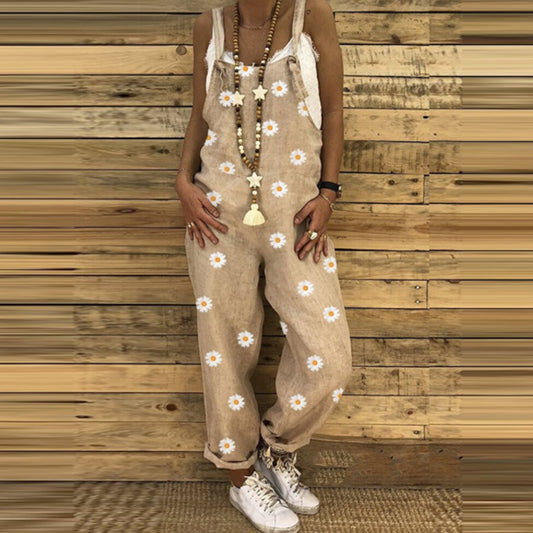 Ladies Daisy Print Casual Jumpsuit