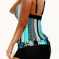 Striped Polka Dot Cyan Double Straps Tankini Set