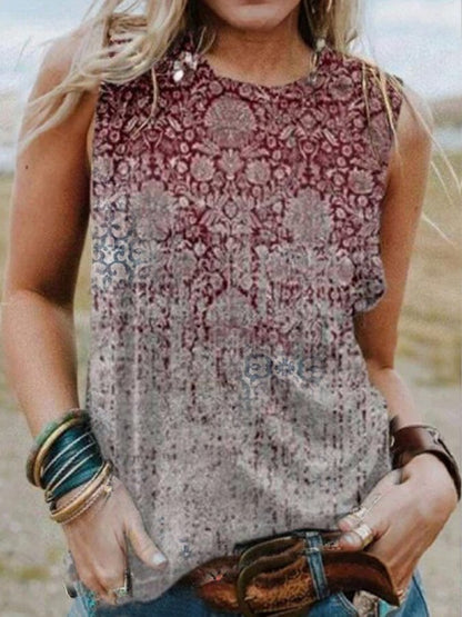 Western Geometric Print Short Sleeve T-Shirt