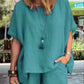 Women's Cotton Linen Casual Loose Two Piece Suit