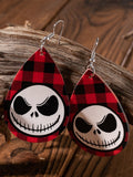 Halloween Funny Cartoon Skull PU Leather Earrings