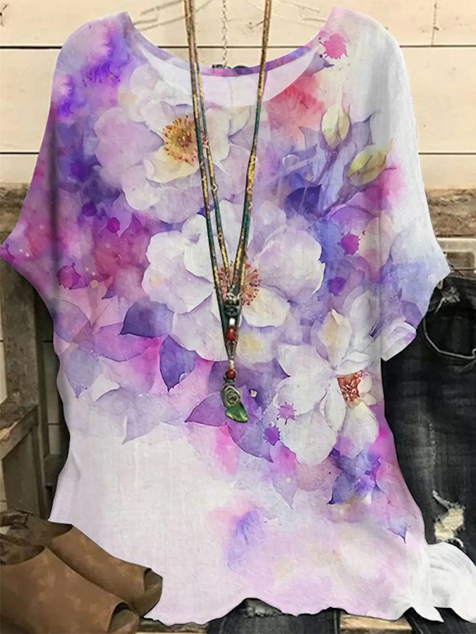 Fashion Print Loose Short Sleeve Top