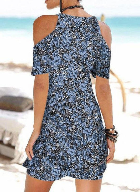 Off Shoulder Floral Printed Casual Dress