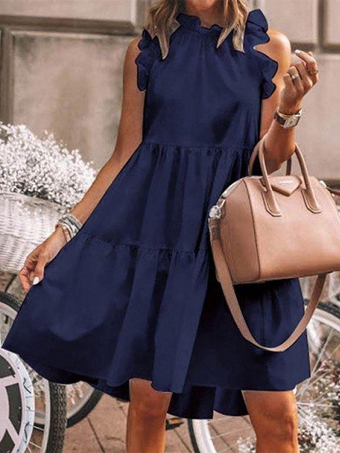 Women's Big Hem Ruffle Holiday A-Line Dress