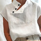 Asymmetric Buttoned Solid Stand Collar Casual Blouse