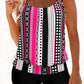 Striped Polka Dot Cyan Double Straps Tankini Set