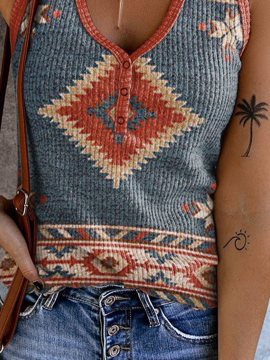 Vintage Western Print Vest