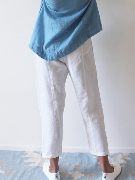 Women&#039;s Cotton Linen Pocket Cropped Pants