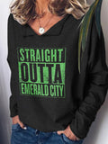 Straight Outta Emerald City Lapel Print T-Shirt