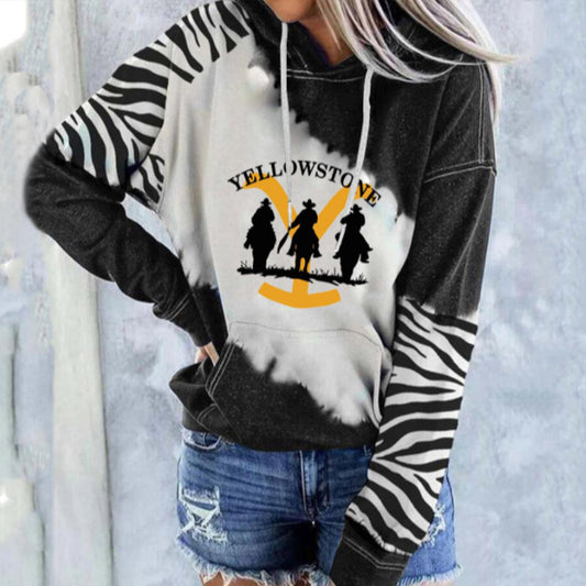 Ladies Letter Print Casual Hooded Sweatshirt