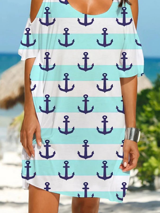 Casual Anchor Print Dress