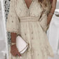 Women&#039;s Lace Embroidery Hollow Out Ruched V Neck Stylish Modern Party Dress