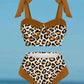 Fashion Leopard Colorblock Print Swimsuit Set