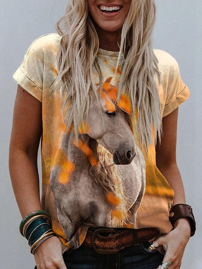 Vintage Print Horse T-Shirt