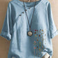Cotton Linen Button Short Sleeve Top
