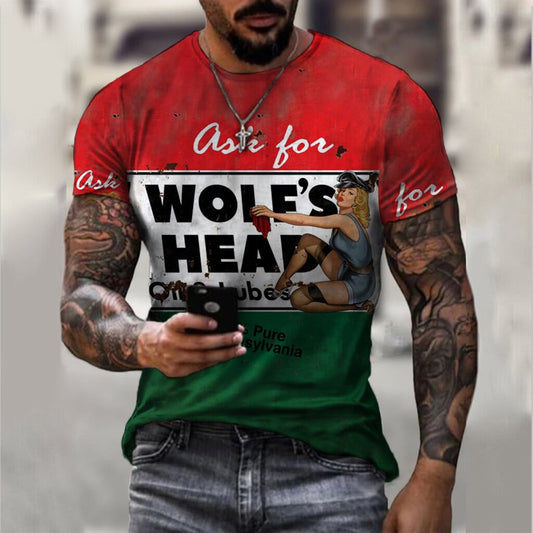Wolfs Head Motor Oil Pinup Girl Casual T-shirt