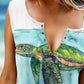 Turtle Print V-Neck Tank Top