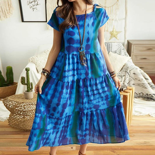 Tie Dye Printed Casual Dress