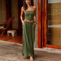 Boho Beach Hut Dress, maxi dress, green dress, black dress, red dress, burgundy dress, tight dress Army Green / S Boho Chic Bandeau Off Shoulder Maxi Dress