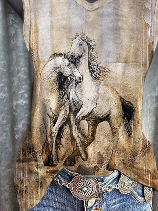 Western Style Horse Print Vest