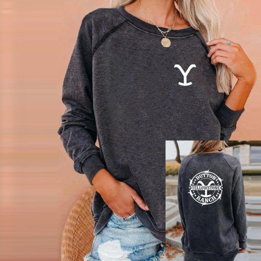 Ladies Letter Print Raglan Sleeve Sweatshirt