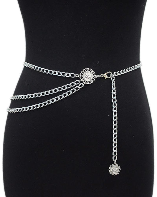 Punk decorative slim metal chain waist chain