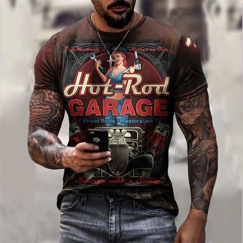 Retro Metal Hot Rod Garage Casual T-shirt