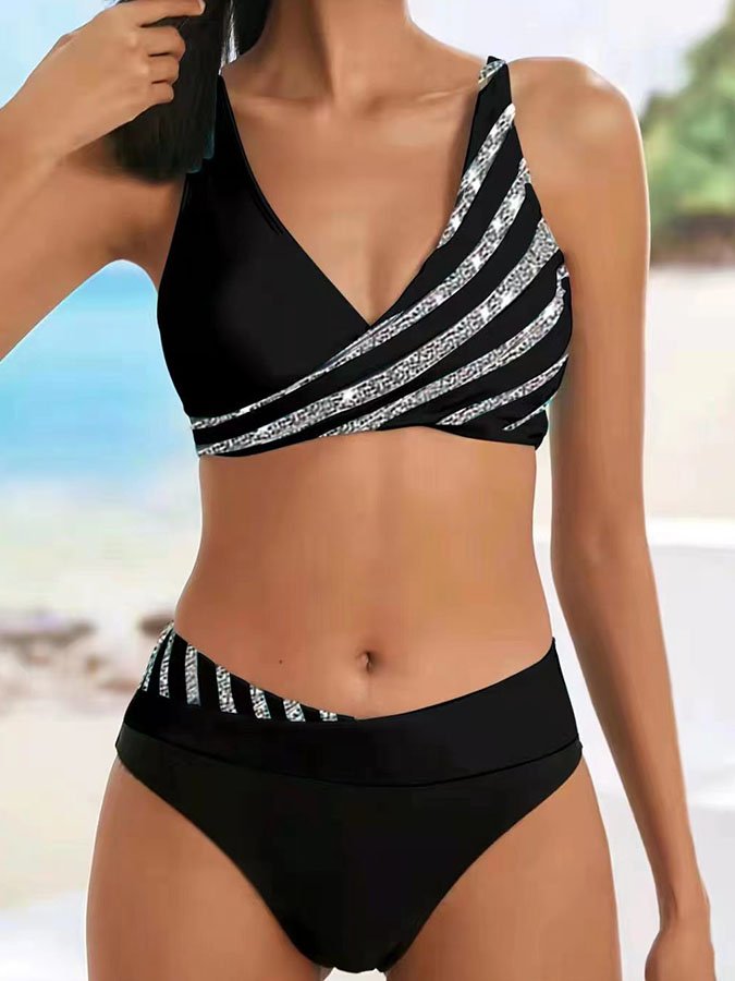 Printed Sexy Lace-Up Bikini Set