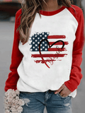 Women's Flag Love Letter Printed Independence Day Sweater