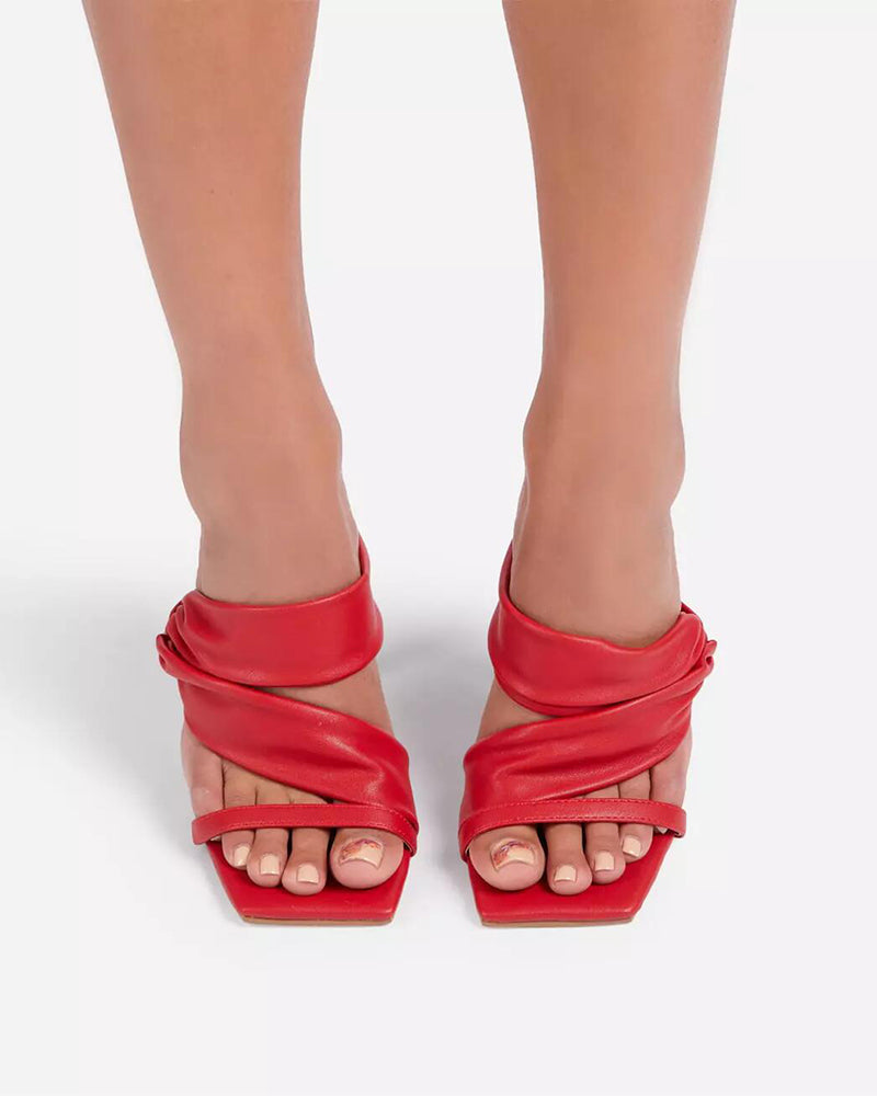 Square heel sandals for women with thin heels and empty heels