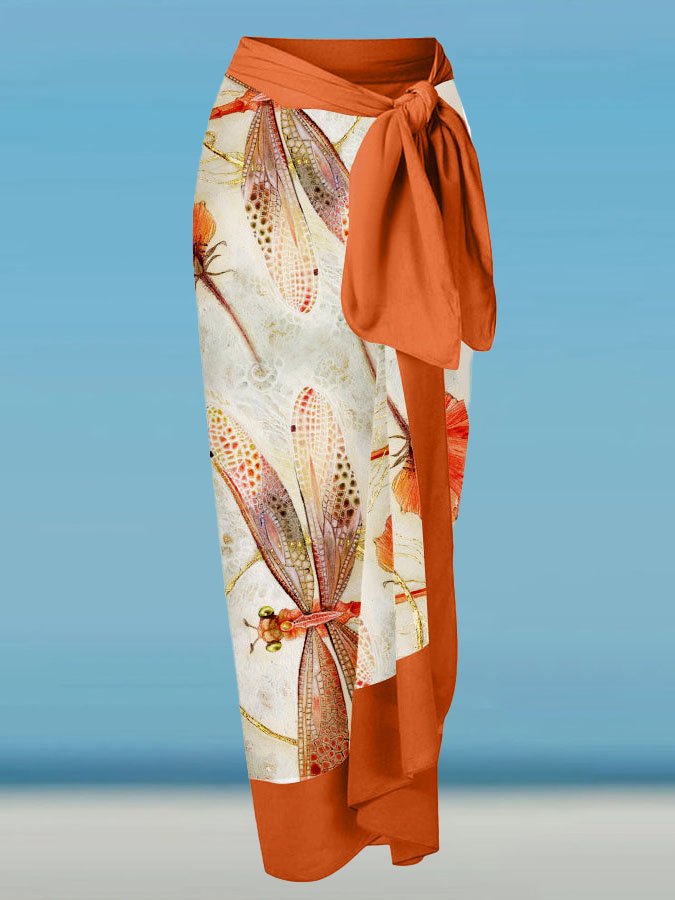 Fashion Print V-Neck One Piece Swimsuit Set