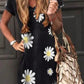 V-Neck Daisy Print Casual Dresses