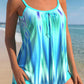 Colorful Print Bowknot Ombre Tankini Set