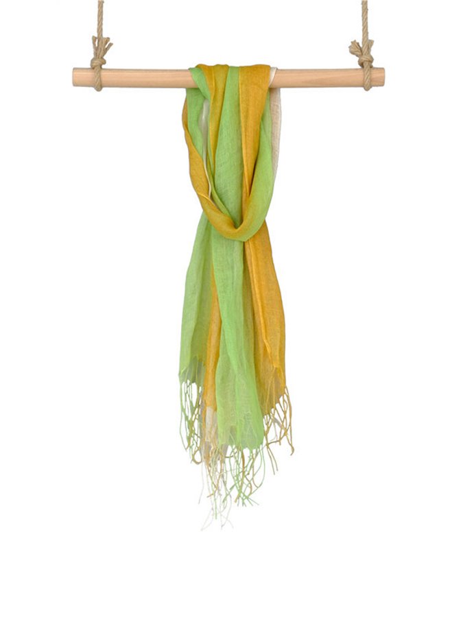 Women's Gradient Fringed Linen Scarf