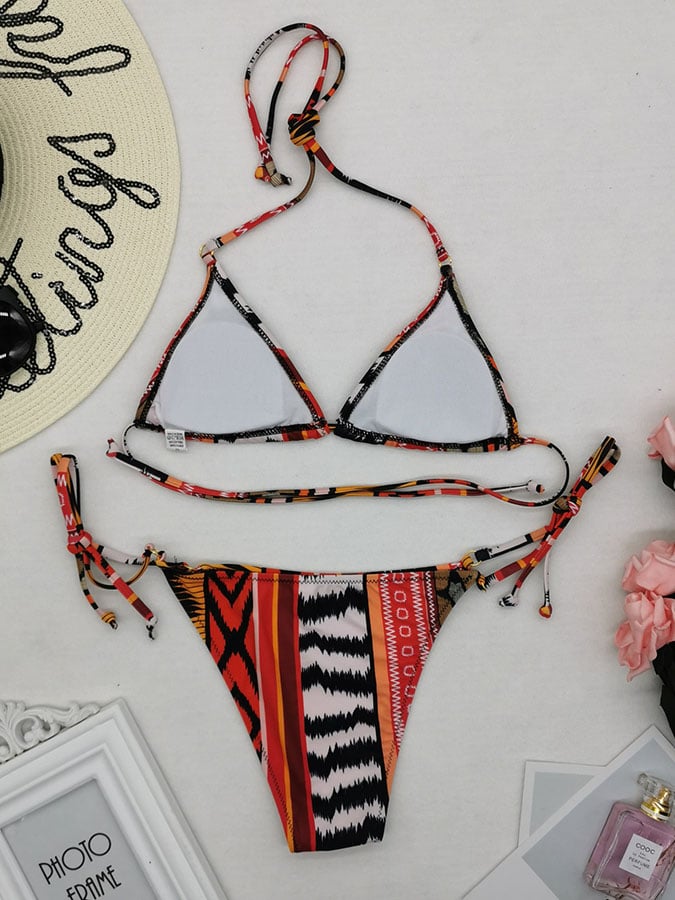 Vintage Bohemian Printed Triangle Sexy Bikini Rakkiss