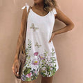 Women's Butterfly Floral Print Cotton Linen Jumpsuit