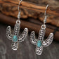 Vintage Pattern Cactus Turquoise Earrings