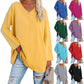 Loose long sleeve fashion V-neck knit top