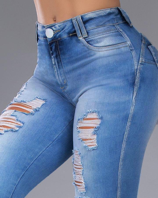 Distressed Butt Lifting Skinny Jeans