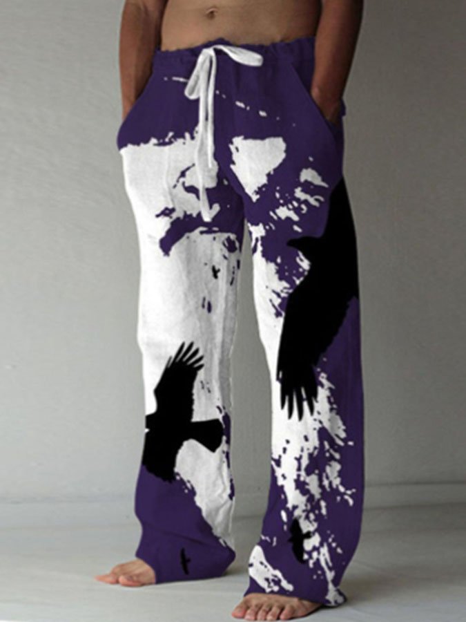 Vintage Print Casual Men's Casual Pants